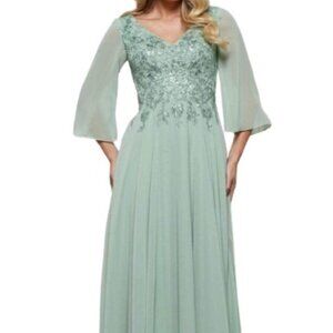 NWT Rina Di Montella RD3241 Mother of the Bride Dress Light Sage Size 14